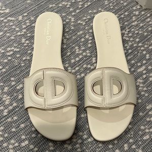 Christian Dior D-Club slide in white calfskin